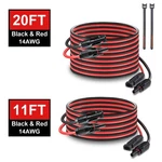 Mhpowos 11FT 20FT 14 Awg Solar Panel Extension Cable Connectors Black Red New. Price: $16.14.