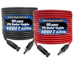 Awg Solar Cable 100 Feet Black + Red Windynation Gauge Pair Photovoltaic New. Price: $179.99.