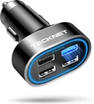 Tecknet Usb Car Charger, 54W 4-PORT Multi Adapter, Black New. Price: $14.36.