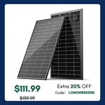Hqst Bifacial 200W Compact N-type Solar Panel 25.4% Efficiency, 13% Smaller New. Price: $139.99.