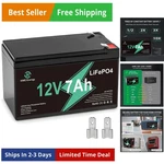 12V 7AH Battery, 4000+ Deep Cycles Rechargeable LIFEPO4 With 15A Bms, Lithium... New. Price: $47.47.