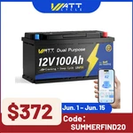 Wattcycle 12V 100AH LIFEPO4 Battery 1200CCA Dual Purpose Marine Cranking New. Price: $399.99.