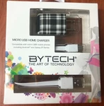 Bytech Micro Usb Home Charger Black Plaid Wall New In Box. Price: $11.20.