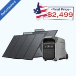 Ecoflow Delta Pro 3 4KWH Power STATION+2X400W Solar Panel Kit Refurbished Certified. Price: $2999.00.