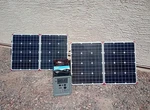 Portable Patriot Power Generator 1500 + Solar Panels 120V-12V-USB Out Open. Price: $1998.00.
