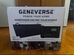 New! Geneverse 1210WH Solar Generator + 2/100WATT Mini Panels. Price: $650.00.