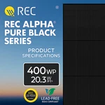 395W 132 Half-cell 1000V Blk/blk Solar Panel, REC395AA Pure New. Price: $350.00.