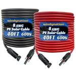 Windynation 8 Awg Gauge Pair 40 Feet Black Red Pv Photovoltaic Solar New. Price: $144.01.