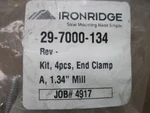 Ironridge 29-7000-134 End Clamp Kit (4 Per Bag) New. Price: $5.00.