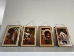 Set 4 Vintage Wood Wall Panels Signed Ad Southwest California Mission Art Used. Price: $350.00.