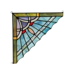 Mission Tiffany Style Stained Glass Corner Window Panels 8" Handcrafted Pair New. Price: $153.53.