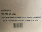 Rdk 55040 - Watt 12V Monocrystalline Folding Solar Panel Brand New Sealed Box. Price: $145.00.